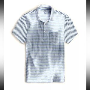 J. Crew Slub cotton polo shirt in yarn-dyed stripe blue large l